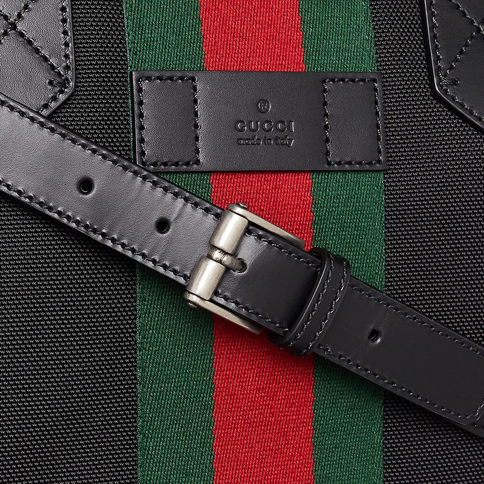 Gucci Techno Web Stripe Black Canvas Large Crossbody Duffle Bag available at Queen Bee of Beverly Hills