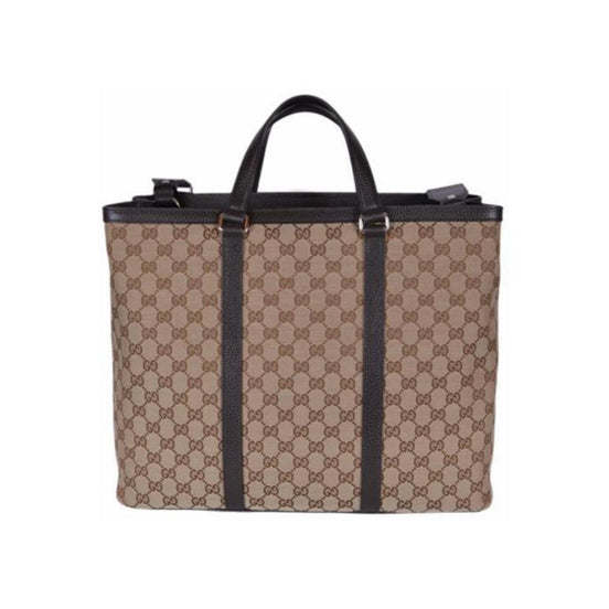 Gucci Unisex Brown Original GG Shopping Tote Handbag available at Queen Bee of Beverly Hills