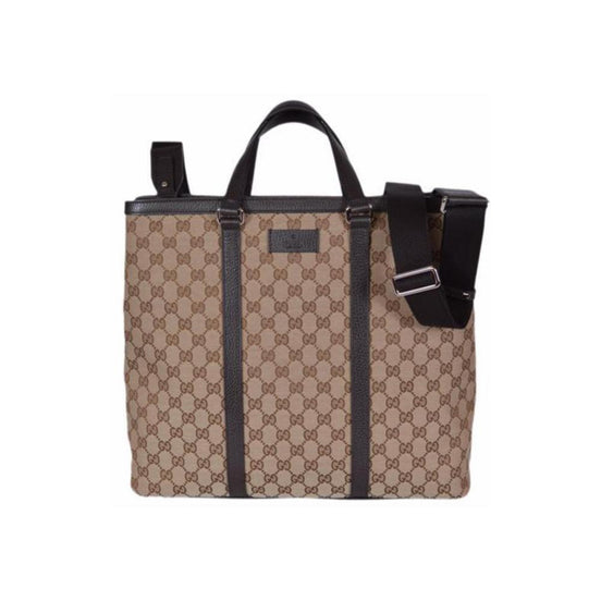 Gucci Unisex Brown Original GG Shopping Tote Handbag available at Queen Bee of Beverly Hills
