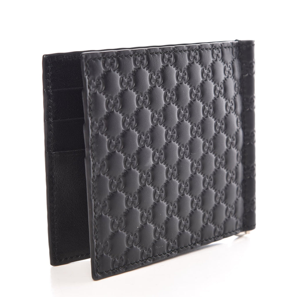 Jumbo GG money clip in black leather