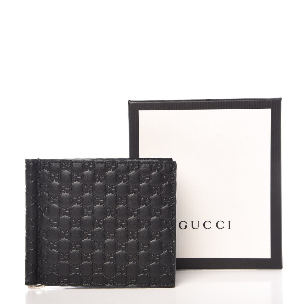 Jumbo GG money clip in black leather