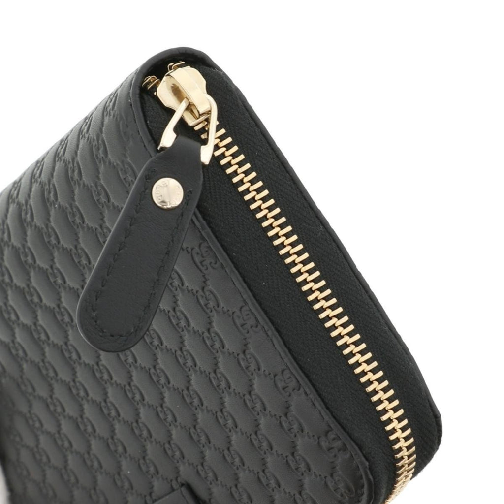 Gucci Microguccissima Small Zip Wallet with Key Ring in Black