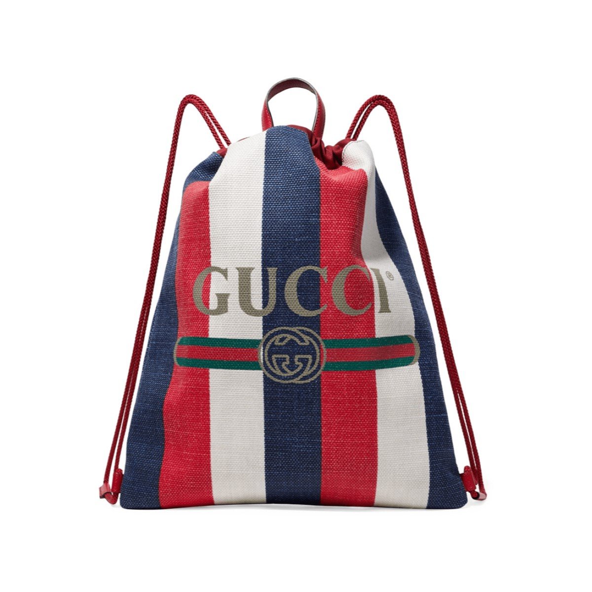 Gucci Zaino Multicolor Canvas Striped Drawstring Tote Backpack 473872 at_Queen_Bee_of_Beverly_Hills