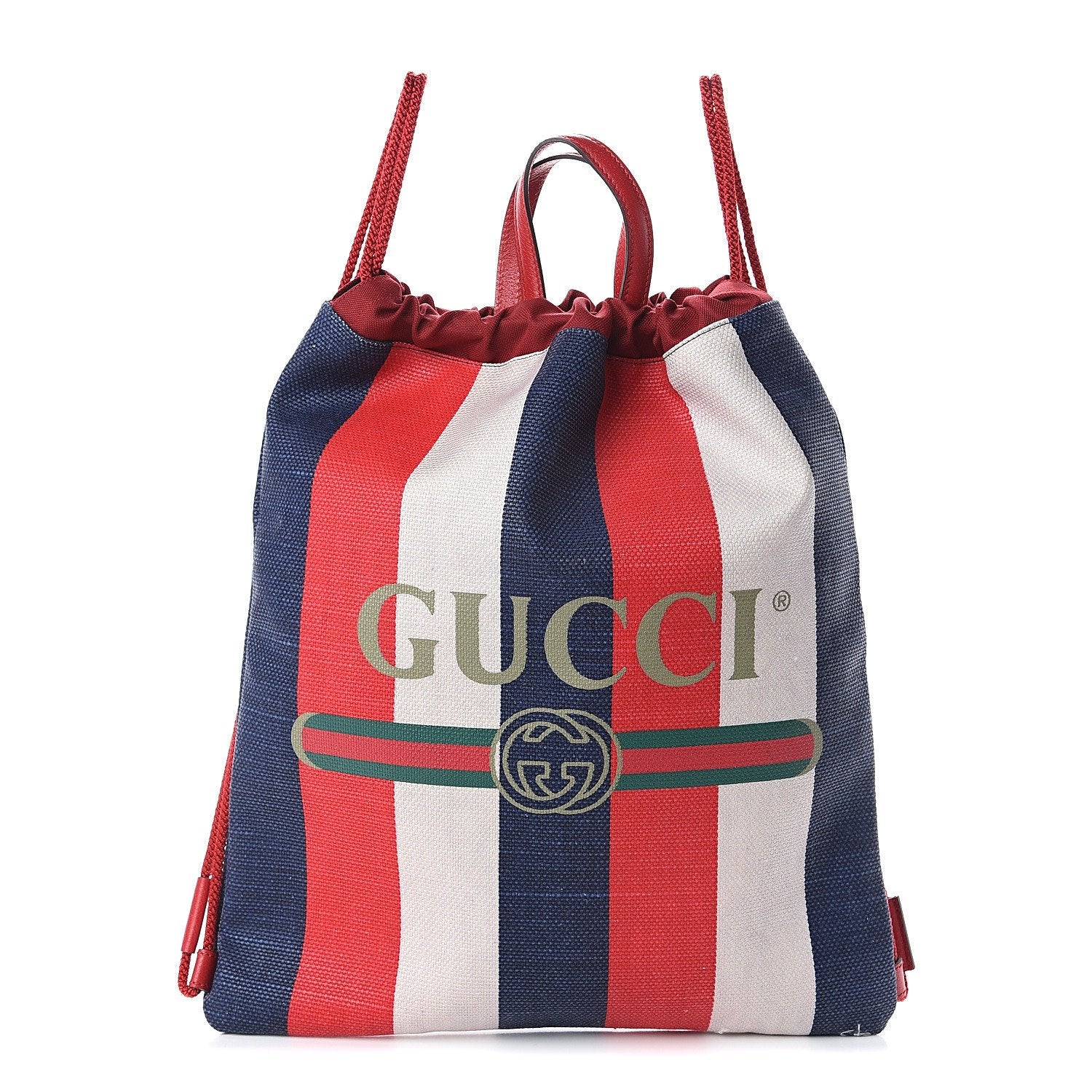 Gucci Zaino Multicolor Canvas Striped Drawstring Tote Backpack 473872 at_Queen_Bee_of_Beverly_Hills