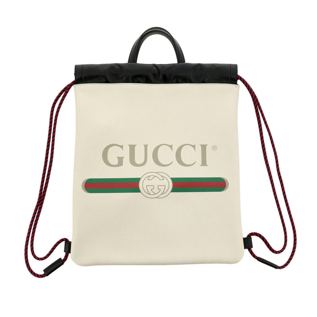 Gucci Zaino White Cripto Logo Drawstring Backpack 523586 at_Queen_Bee_of_Beverly_Hills