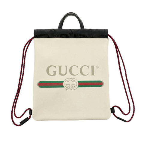 Gucci Zaino White Cripto Logo Drawstring Backpack 523586 at_Queen_Bee_of_Beverly_Hills