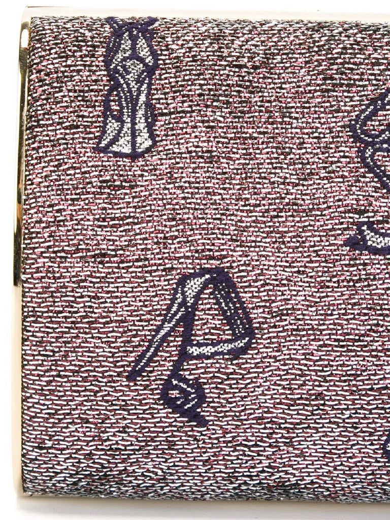 Jimmy Choo Carmen Shoe Print Lame Jacquard Fabric Handbag Small SJQ|153 at_Queen_Bee_of_Beverly_Hills