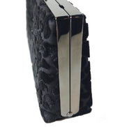Jimmy Choo Celeste Black Devore Velvet Leopard Clutch Bag available at Queen Bee of Beverly Hills
