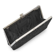 Jimmy Choo Celeste Black Devore Velvet Leopard Clutch Bag available at Queen Bee of Beverly Hills