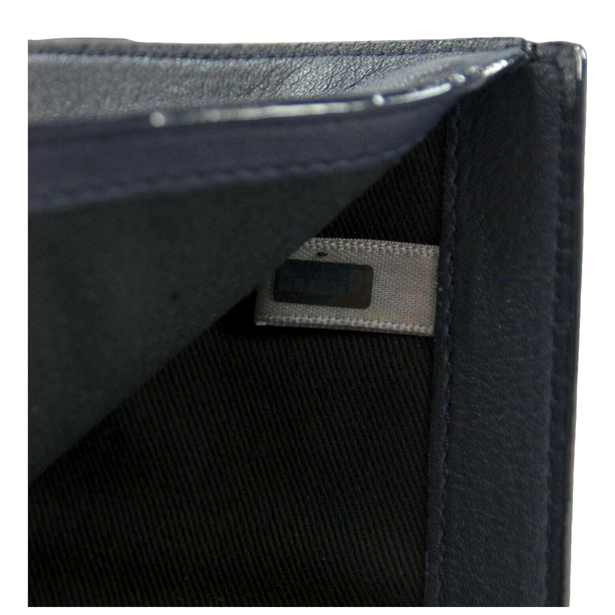 Jimmy Choo Cheri Dark Blue Leather Trifold Walllet available at Queen Bee of Beverly Hills