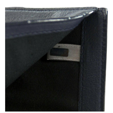 Jimmy Choo Cheri Dark Blue Leather Trifold Walllet available at Queen Bee of Beverly Hills