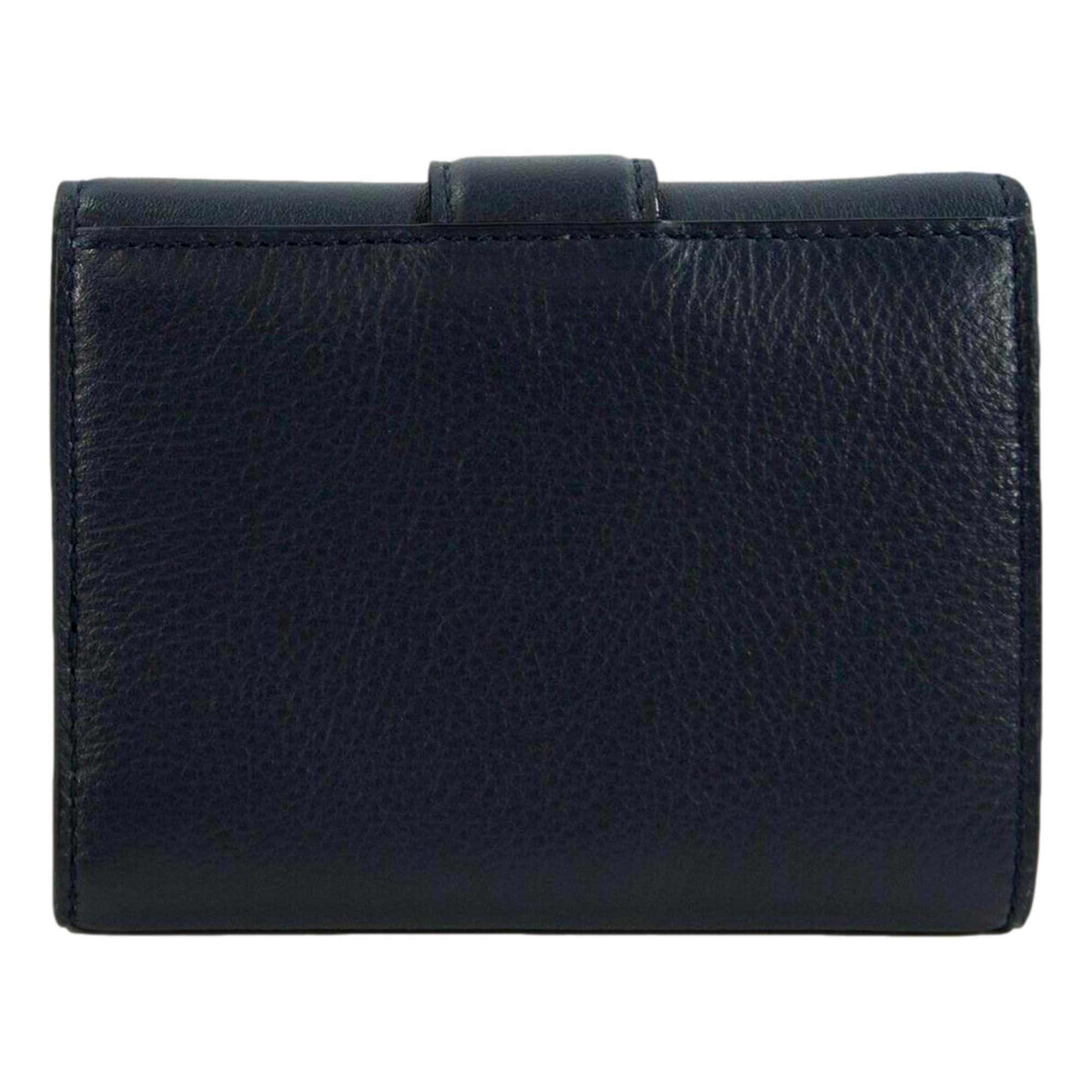 Jimmy Choo Cheri Dark Blue Leather Trifold Walllet available at Queen Bee of Beverly Hills