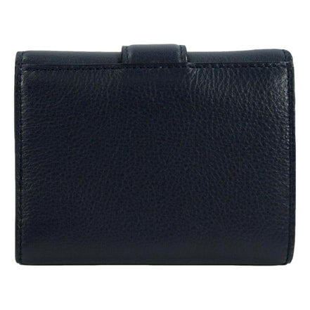 Jimmy Choo Cheri Dark Blue Leather Trifold Walllet available at Queen Bee of Beverly Hills
