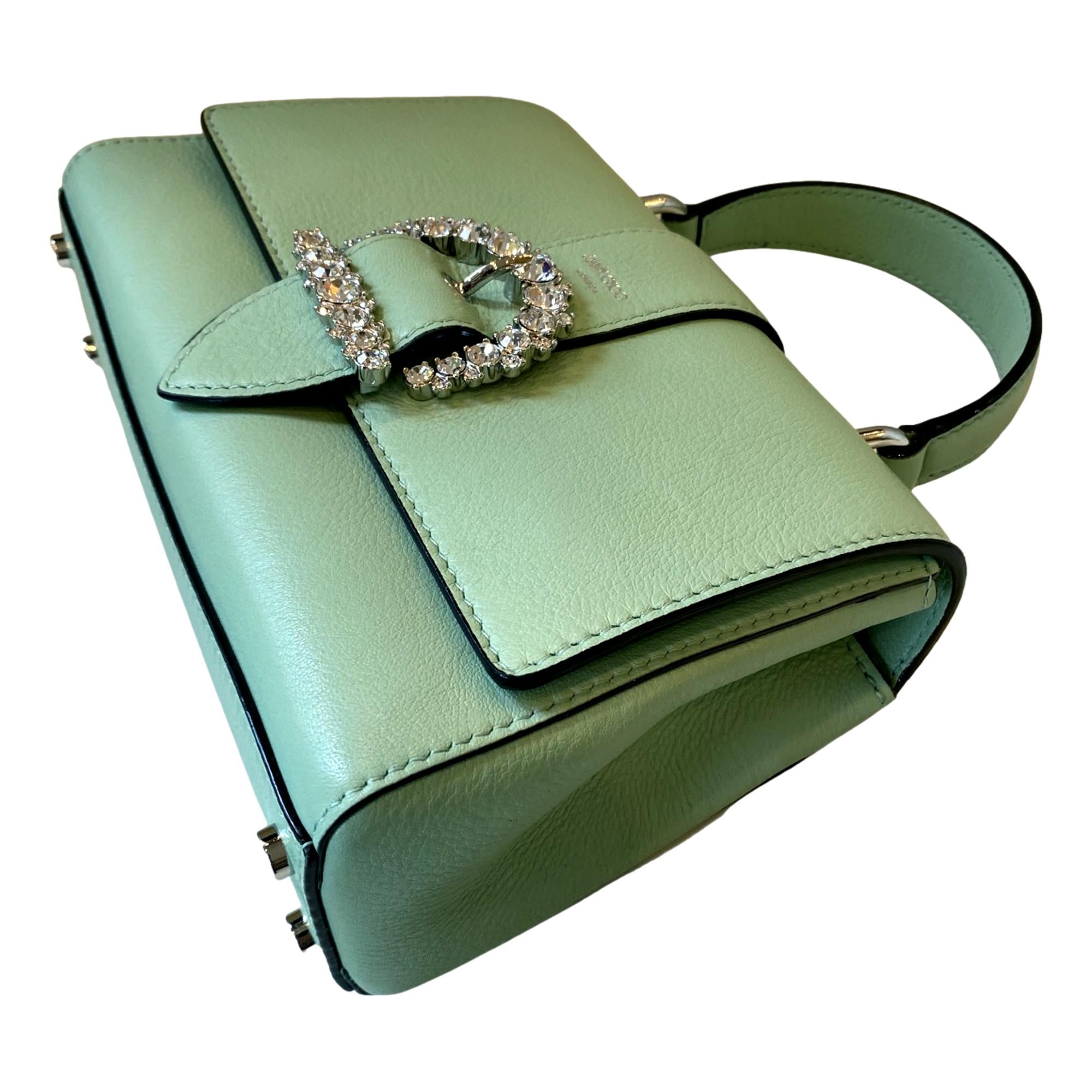 Jimmy Choo Cheri Mint Green Leather Top Handle Bag OSQM | 028 at_Queen_Bee_of_Beverly_Hills