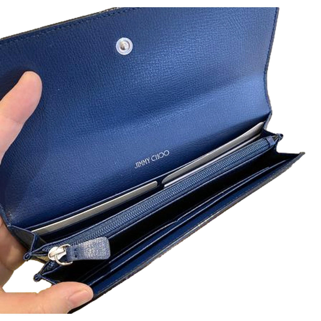 Jimmy Choo Cheri Ocean Dark Blue Small Leather Wallet 0SQM | 028 at_Queen_Bee_of_Beverly_Hills