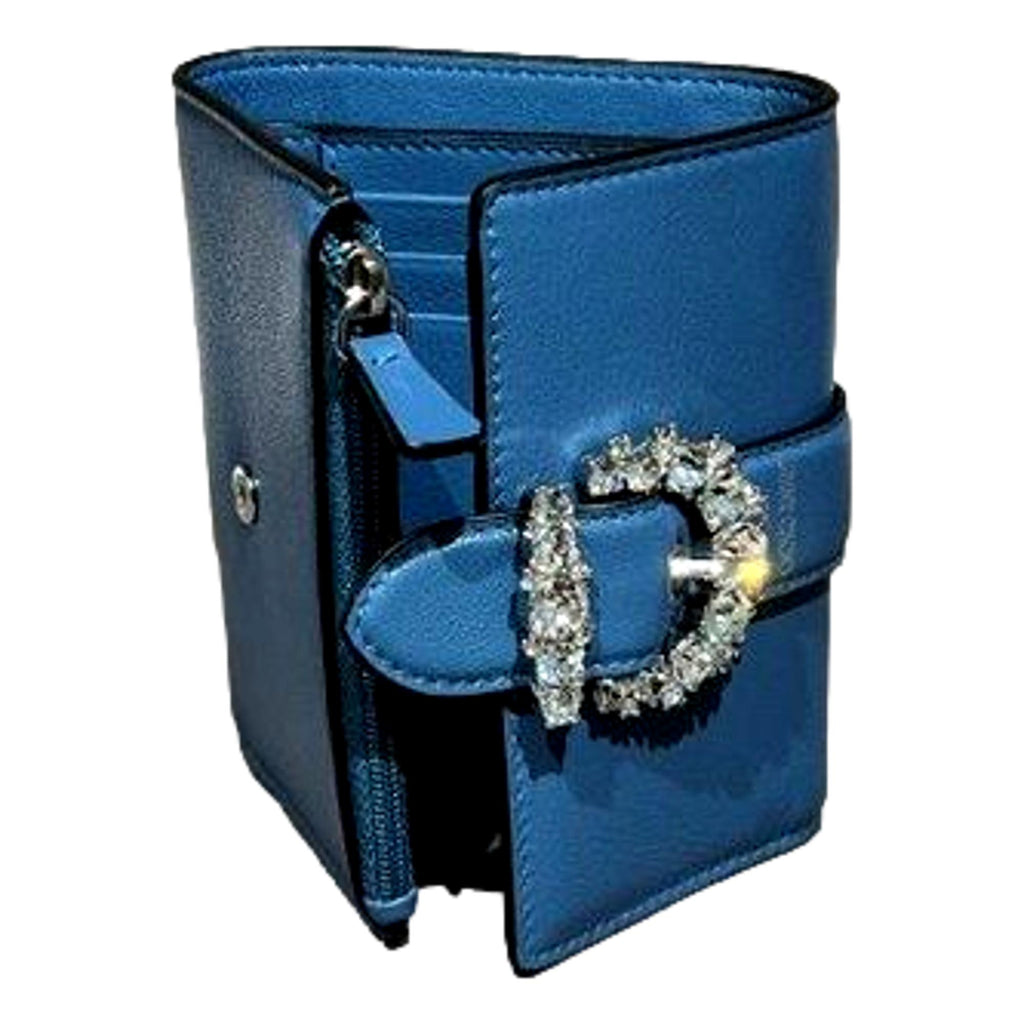 Jimmy Choo Cheri Parrot Blue Leather Small Zipper Wallet 0SQM | 028 at_Queen_Bee_of_Beverly_Hills