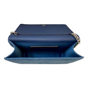 Jimmy Choo Kalina Parrot Blue Suede Chain Wallet available at Queen Bee of Beverly Hills