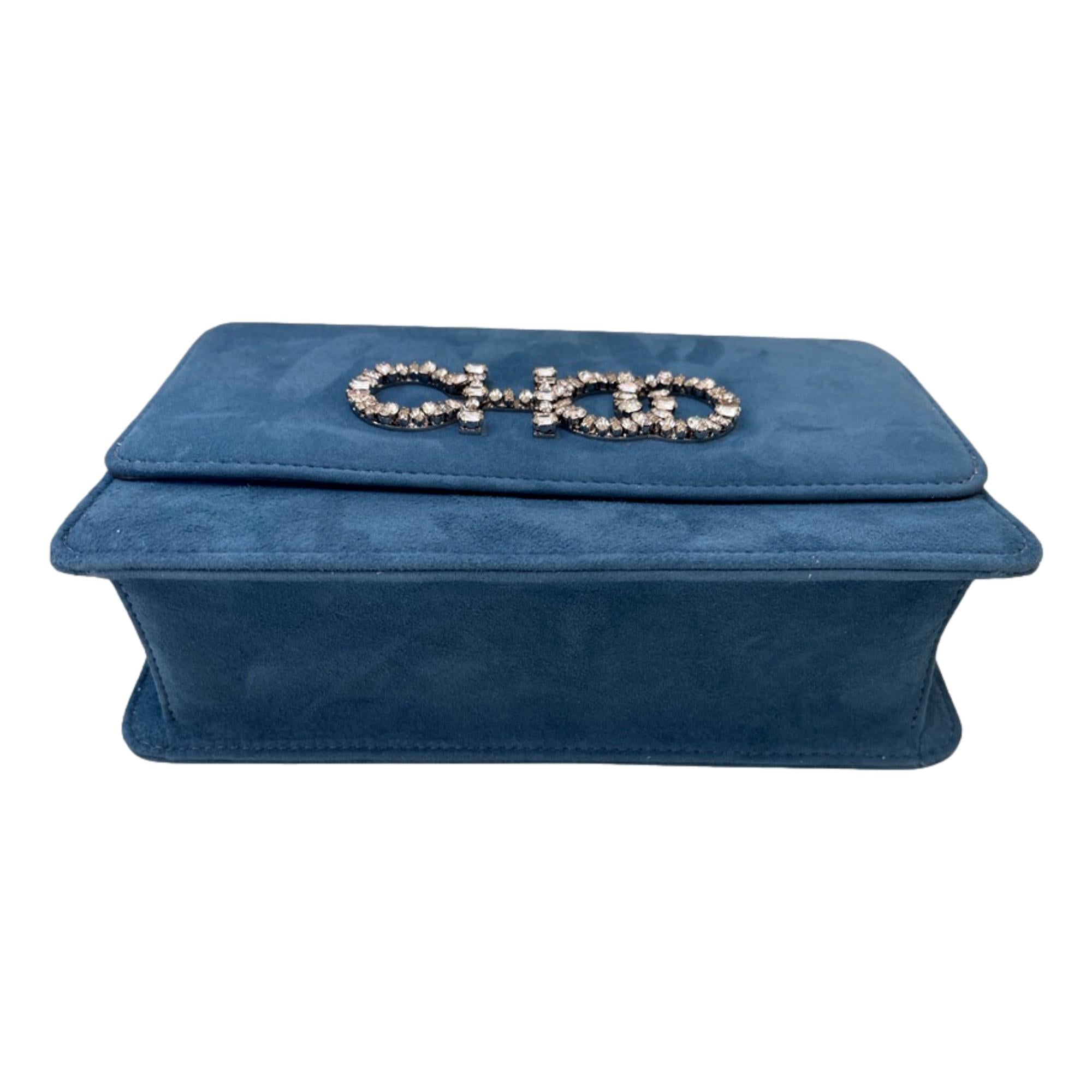 Jimmy Choo Kalina Parrot Blue Suede Chain Wallet available at Queen Bee of Beverly Hills