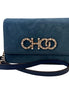 Jimmy Choo Kalina Parrot Blue Suede Chain Wallet available at Queen Bee of Beverly Hills