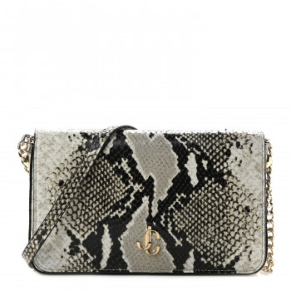 Jimmy Choo Light Stone Snake Printed Leather Crossbody OPSL | 028 at_Queen_Bee_of_Beverly_Hills
