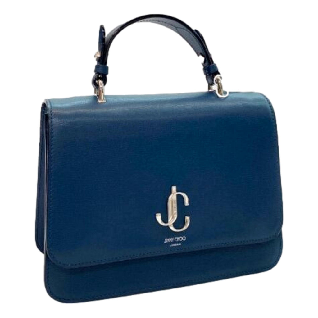JImmy Choo Martina Dark Blue Leather Top Handle Bag OGLR | 028 at_Queen_Bee_of_Beverly_Hills