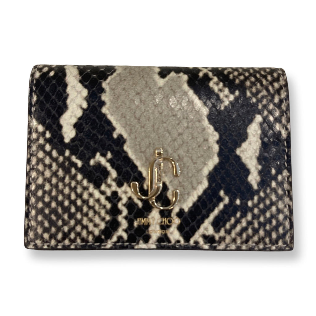 Jimmy Choo Martina Light Stone Snake Printed Leather Card Case OPSL | 028 at_Queen_Bee_of_Beverly_Hills