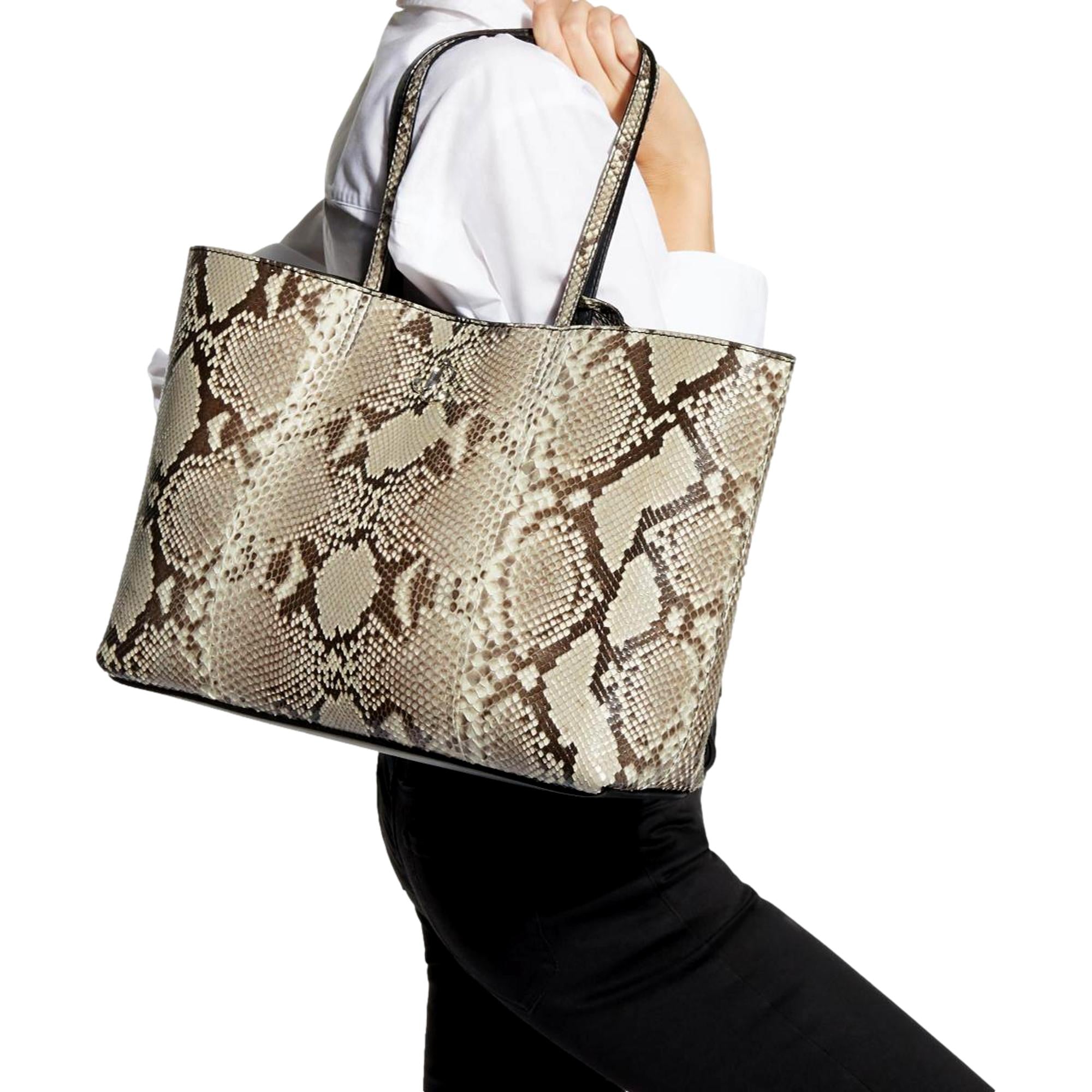Jimmy Choo Martina Light Stone Snake Printed Tote OPSL | 028 at_Queen_Bee_of_Beverly_Hills