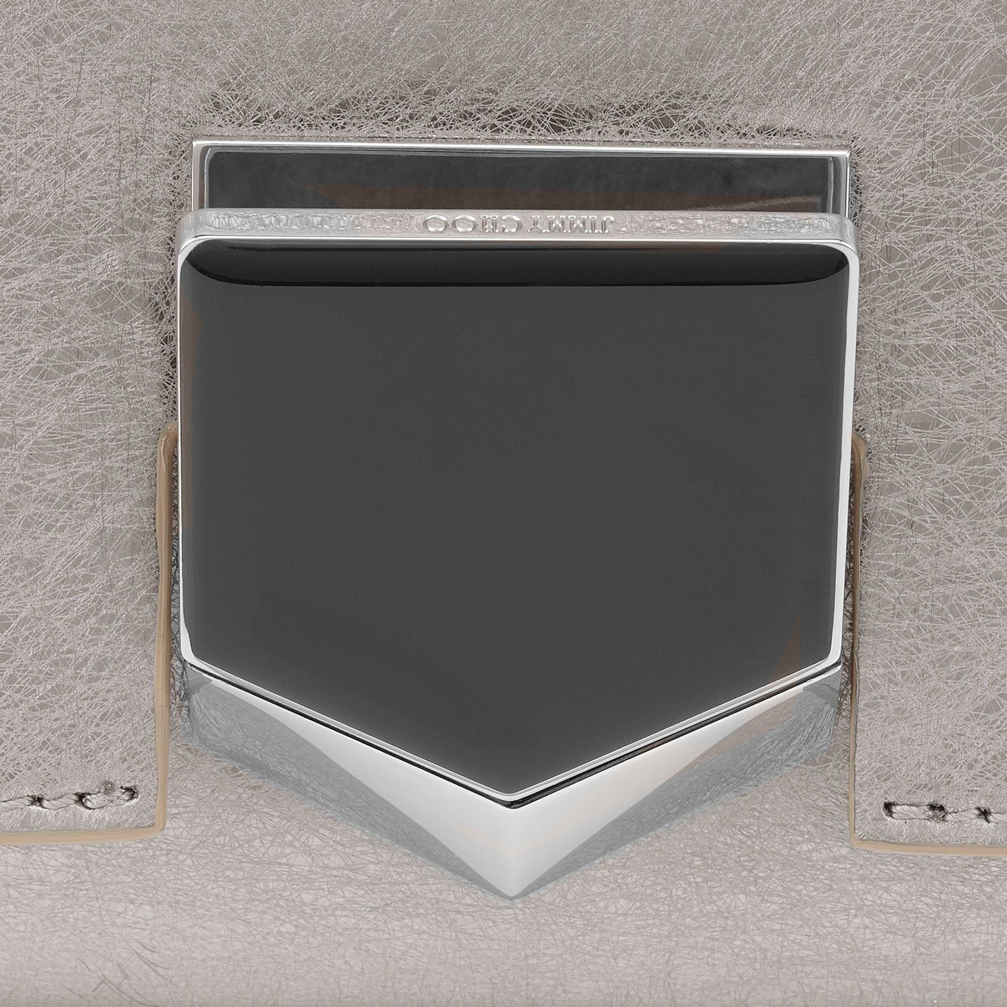 Jimmy Choo Metallic Silver Lockett Crossbody Shoulder Bag available at Queen Bee of Beverly Hills