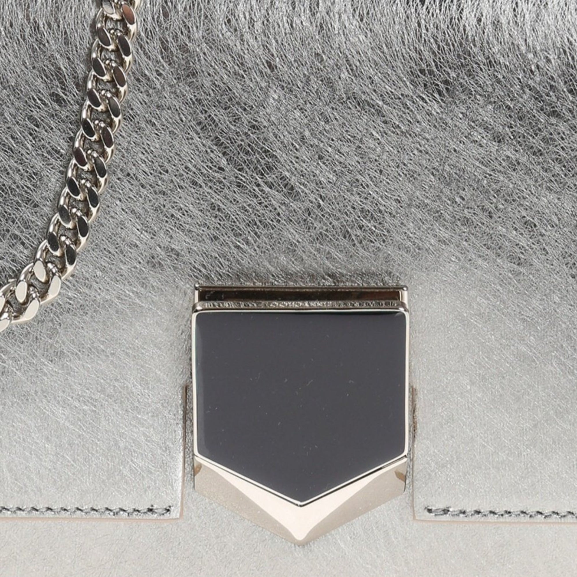Jimmy Choo Metallic Silver Lockett Crossbody Shoulder Bag available at Queen Bee of Beverly Hills