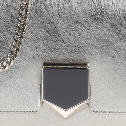 Jimmy Choo Metallic Silver Lockett Crossbody Shoulder Bag available at Queen Bee of Beverly Hills