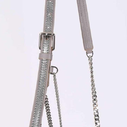 Jimmy Choo Metallic Silver Lockett Crossbody Shoulder Bag available at Queen Bee of Beverly Hills