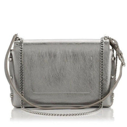 Jimmy Choo Metallic Silver Lockett Crossbody Shoulder Bag available at Queen Bee of Beverly Hills