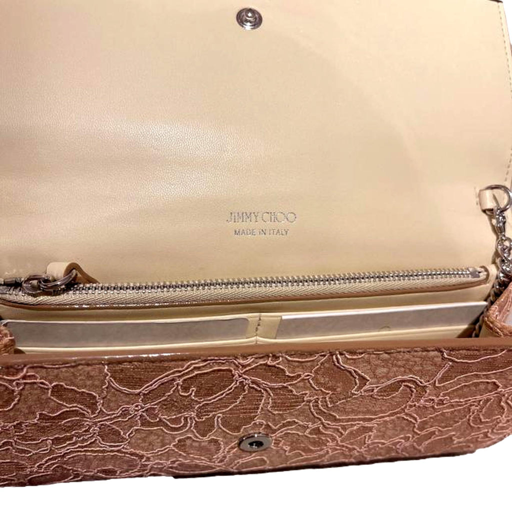Jimmy Choo Milla Powder Pink Lace Clutch at_Queen_Bee_of_Beverly_Hills