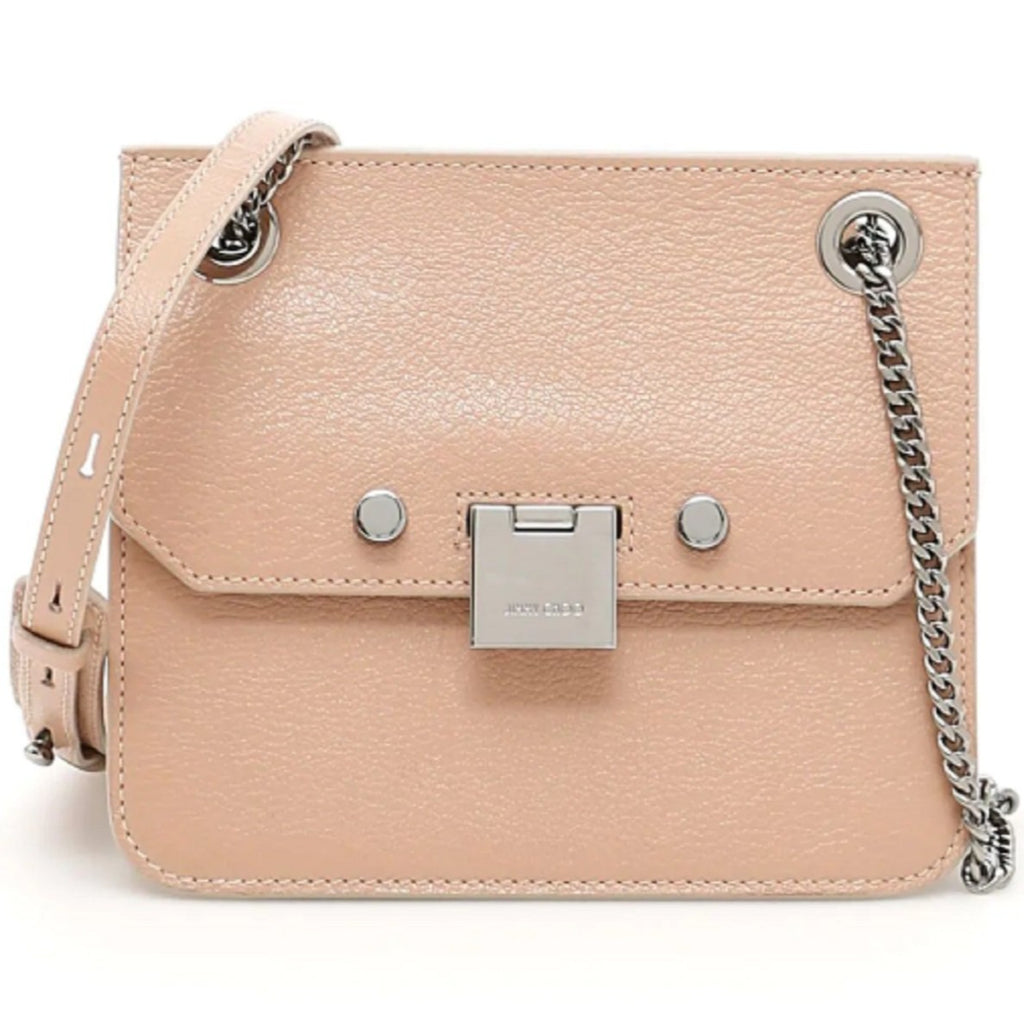 Jimmy Choo Mini Ballet Pink Rebel Cross Body Bag Silver Chain Strap REBEL/XB at_Queen_Bee_of_Beverly_Hills
