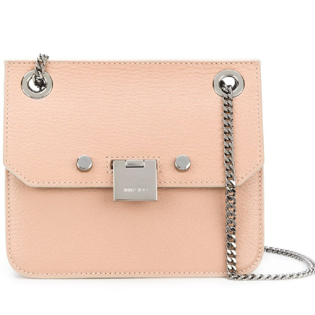 Jimmy Choo Mini Ballet Pink Rebel Cross Body Bag Silver Chain Strap REBEL/XB at_Queen_Bee_of_Beverly_Hills