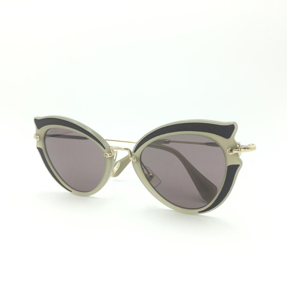 Miu Miu Prada Classic Women's Gray Cat Eye Sunglasses SMU05S available at Queen Bee of Beverly Hills