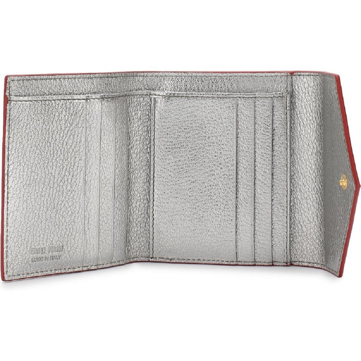 Miu Miu Silver Cromo Madras Forever Glitter Leather Heart Love Wallet 5MH014 at_Queen_Bee_of_Beverly_Hills