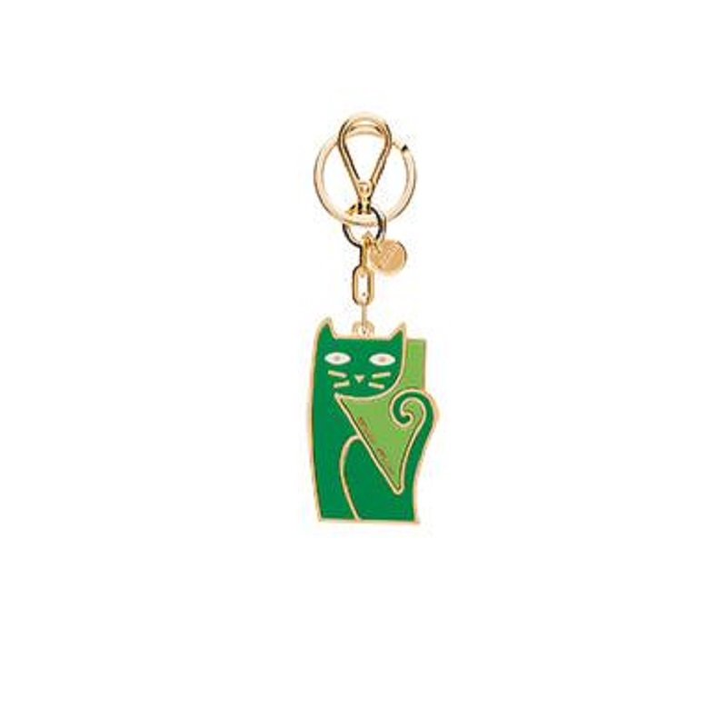 Miu Miu Trick Metallo Verde Green Cat Keychain Charm 5TM069 at_Queen_Bee_of_Beverly_Hills