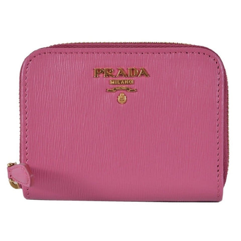 Prada 1MM268 2EZZ Fuxia Pink Saffiano Leather Zip Around Coin Purse Wallet at_Queen_Bee_of_Beverly_Hills