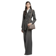 Prada Argilla Grey Vitello Phenix Leather Double Zip Cross Body Bag available at Queen Bee of Beverly Hills