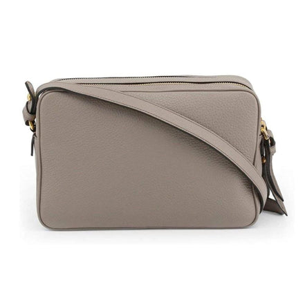 Prada Argilla Grey Vitello Phenix Leather Double Zip Cross Body Bag available at Queen Bee of Beverly Hills