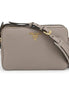 Prada Argilla Grey Vitello Phenix Leather Double Zip Cross Body Bag available at Queen Bee of Beverly Hills