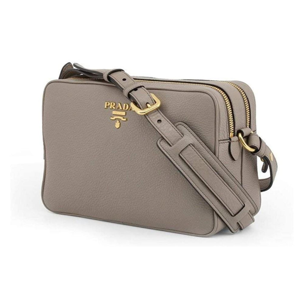 Prada Grey Vitello Phenix Crossbody Bag