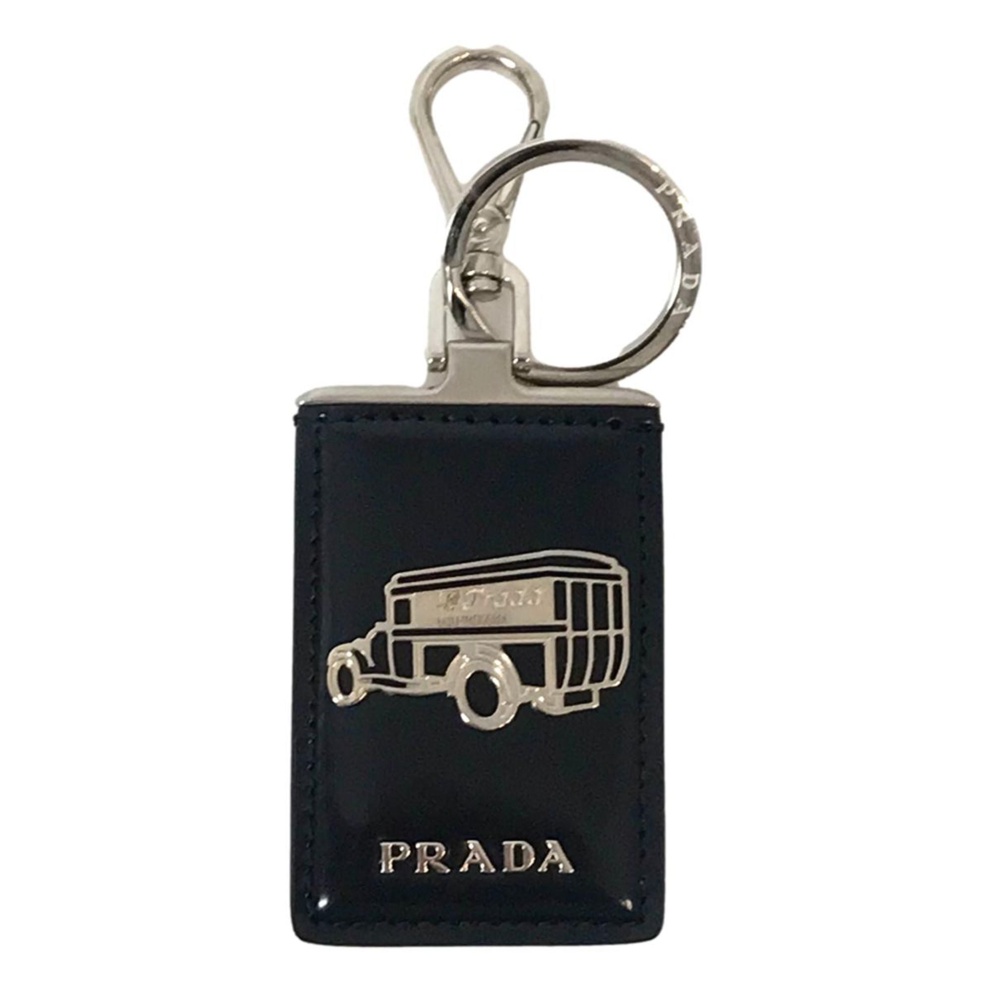 Prada Automobile Black Patent Leather Keychain at_Queen_Bee_of_Beverly_Hills