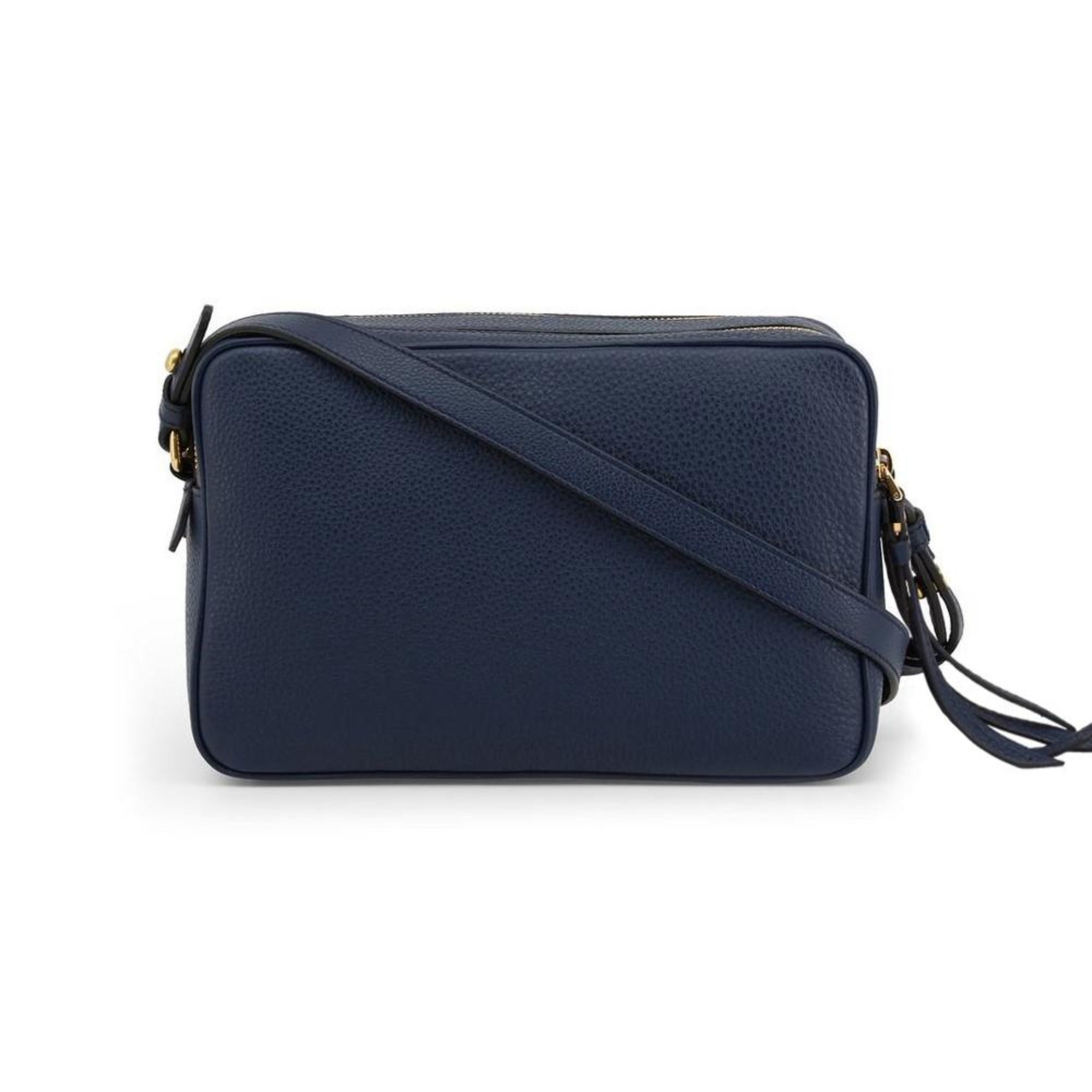 Prada Baltico Blue Vitello Phenix Leather Double Zip Crossbody Bag available at Queen Bee of Beverly Hills