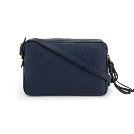 Prada Baltico Blue Vitello Phenix Leather Double Zip Crossbody Bag available at Queen Bee of Beverly Hills