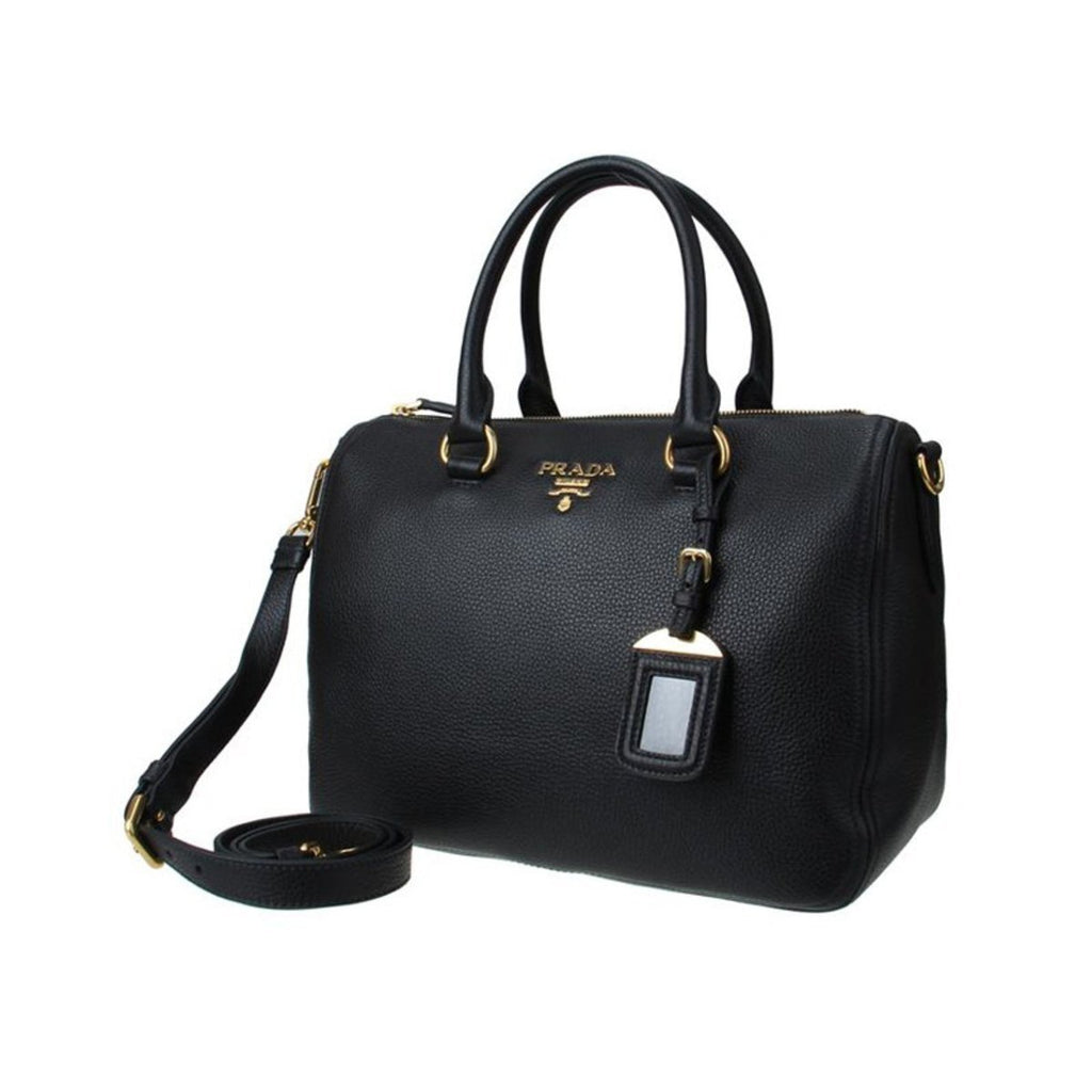 Prada Vitello Phenix Black Leather Top Handle Satchel Handbag – Queen Bee  of Beverly Hills