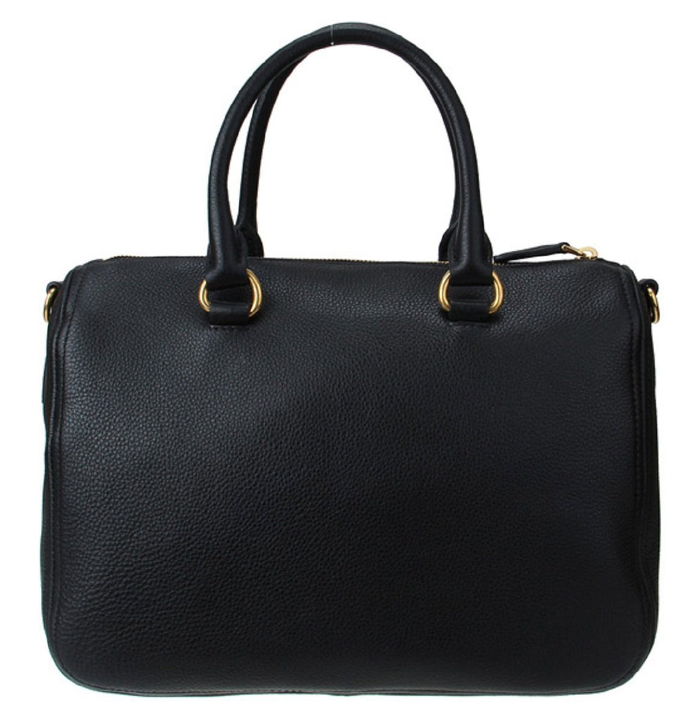 Prada Vitello Phenix Black Leather Top Handle Satchel Handbag 1BB023 –  Queen Bee of Beverly Hills