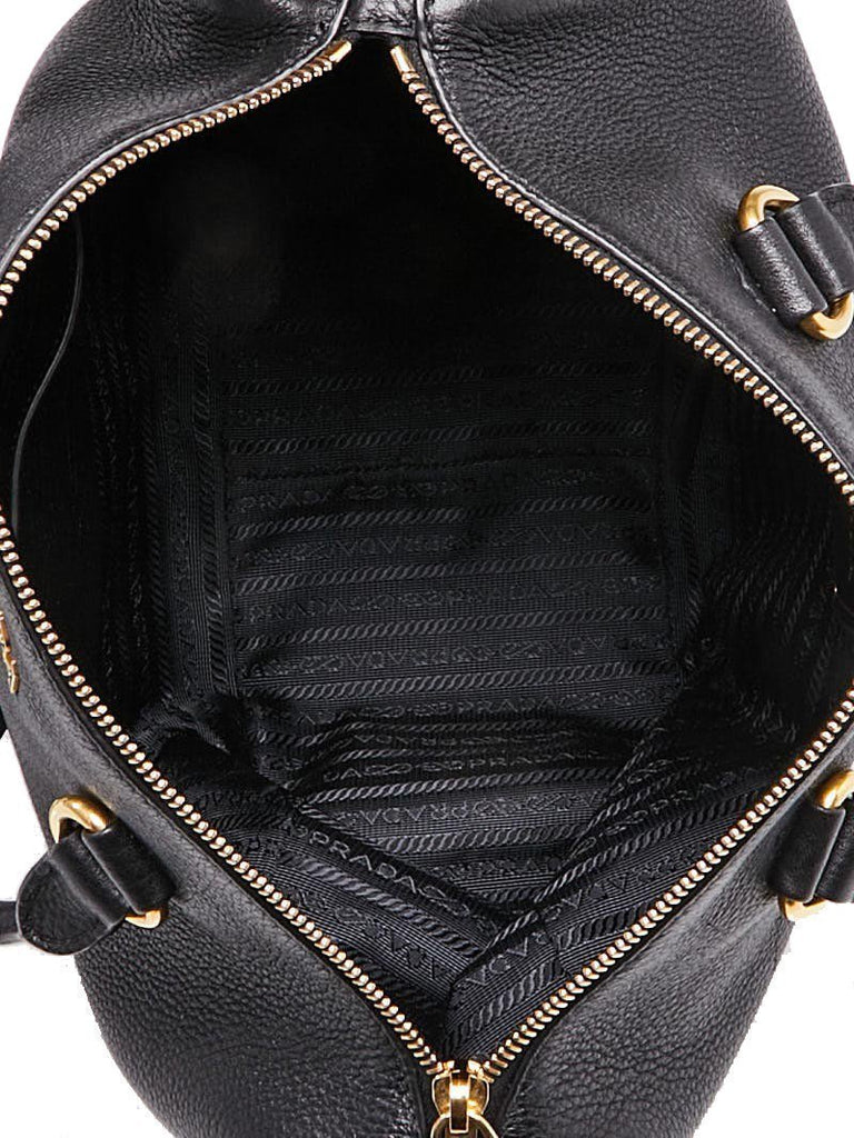 Prada Vitello Phenix Black Leather Top Handle Satchel Handbag 1BB023 –  Queen Bee of Beverly Hills