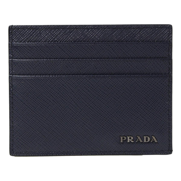 Prada Black and Blue Saffiano Men's Leather Wallet Card Holder – Queen ...